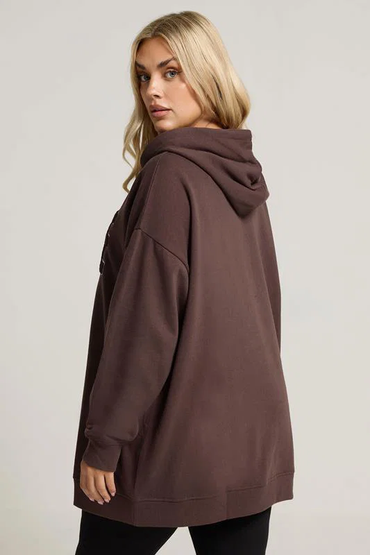 Chocolate Brown 'Coffee Club' Slogan Hoodie detail 3