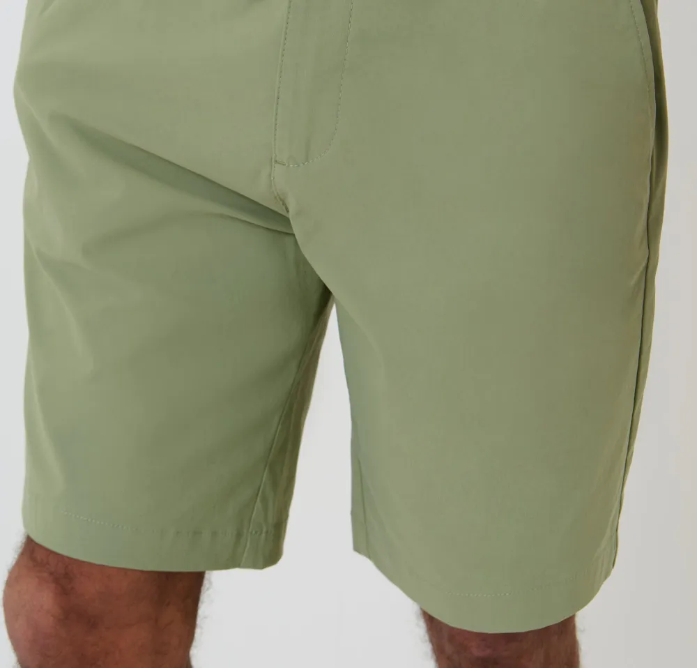 Men's Sage Green Regular-Fit Elastic-Waist Stretch Chino Shorts