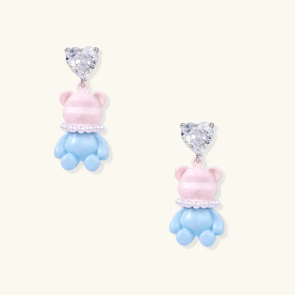 Kawaii Bear Heart Earrings