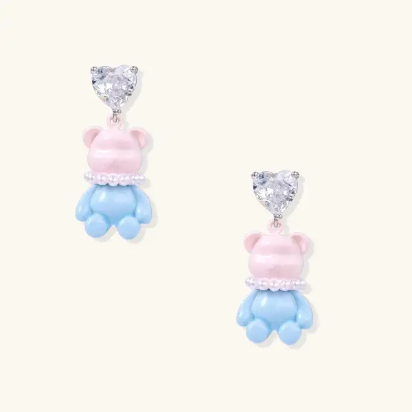 Kawaii Bear Heart Earrings