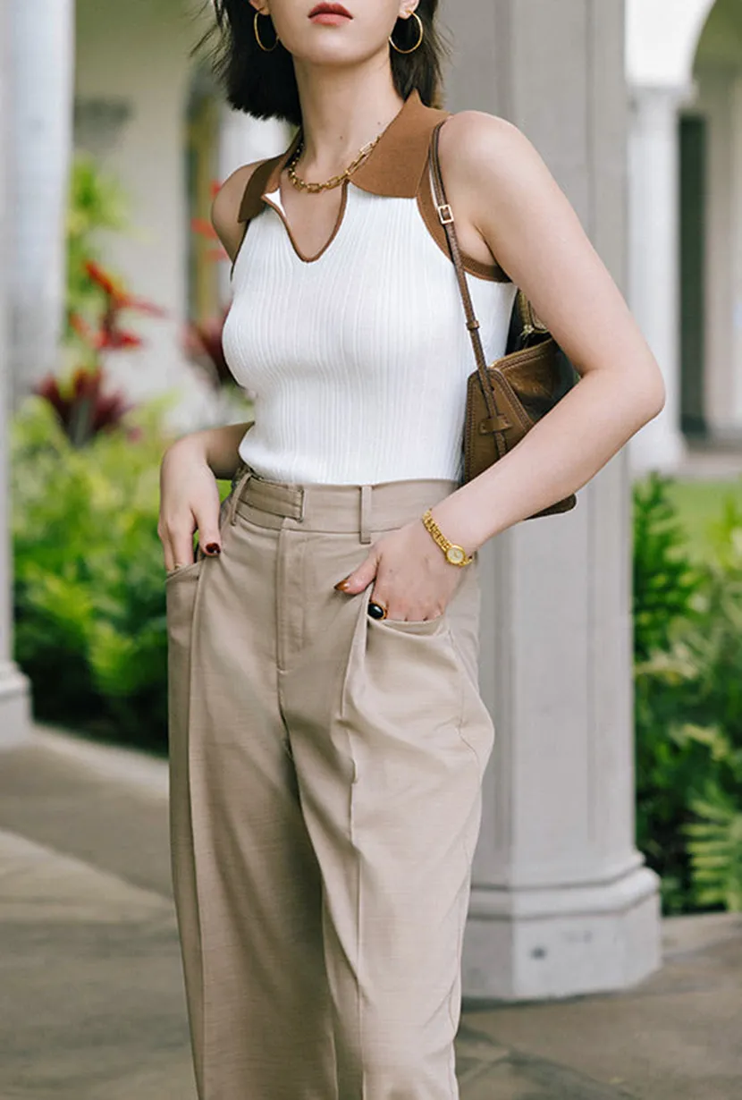 Knit Top - Ivory & Camel