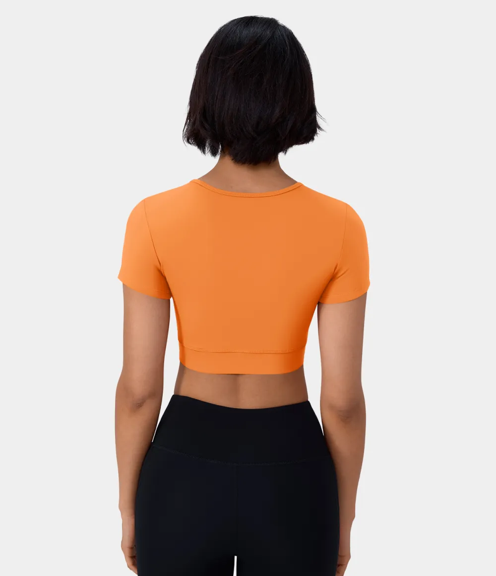 Softlyzero Plush Crossover Hem Cropped Sports Top
