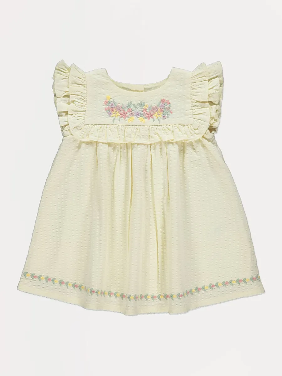 Yellow Floral Embroidered Dress