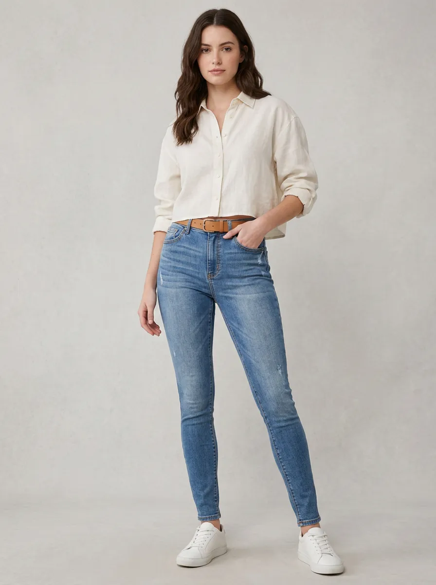 Women's Skinny Jeans with High Waisted