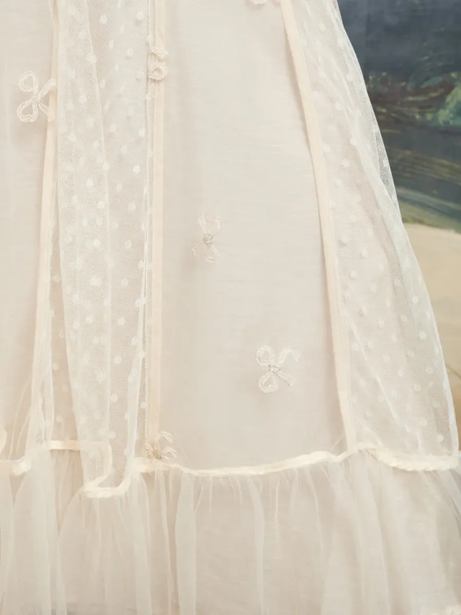 Casual Tulle Ruffle Midi Skirt