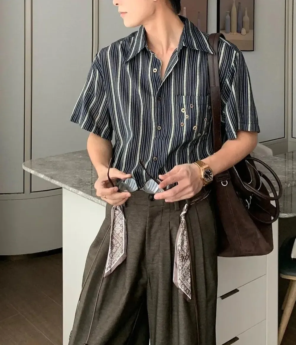 Relaxed Fit Vertical Stripe Shirt