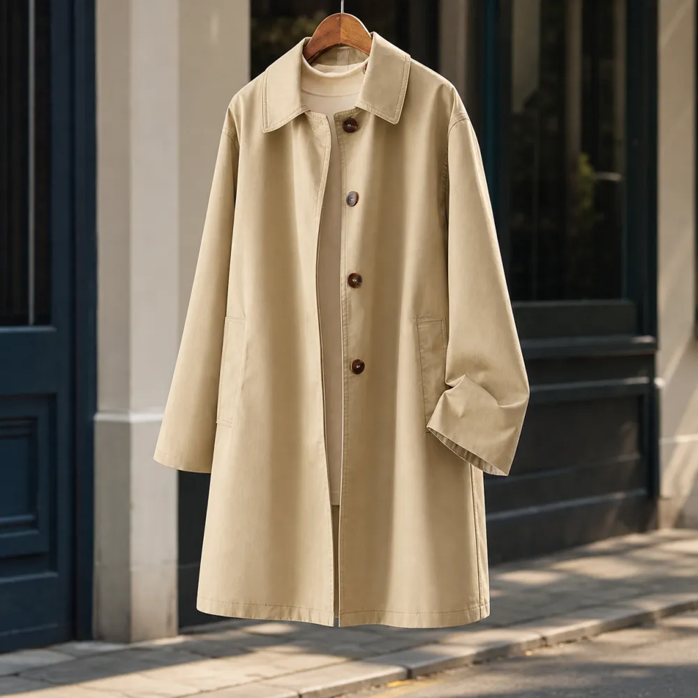 Single-Breasted Pointed Collar Overcoat