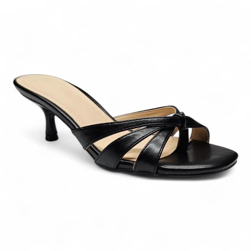 Keep Strappy Thong Kitten Heel Mule Sandals