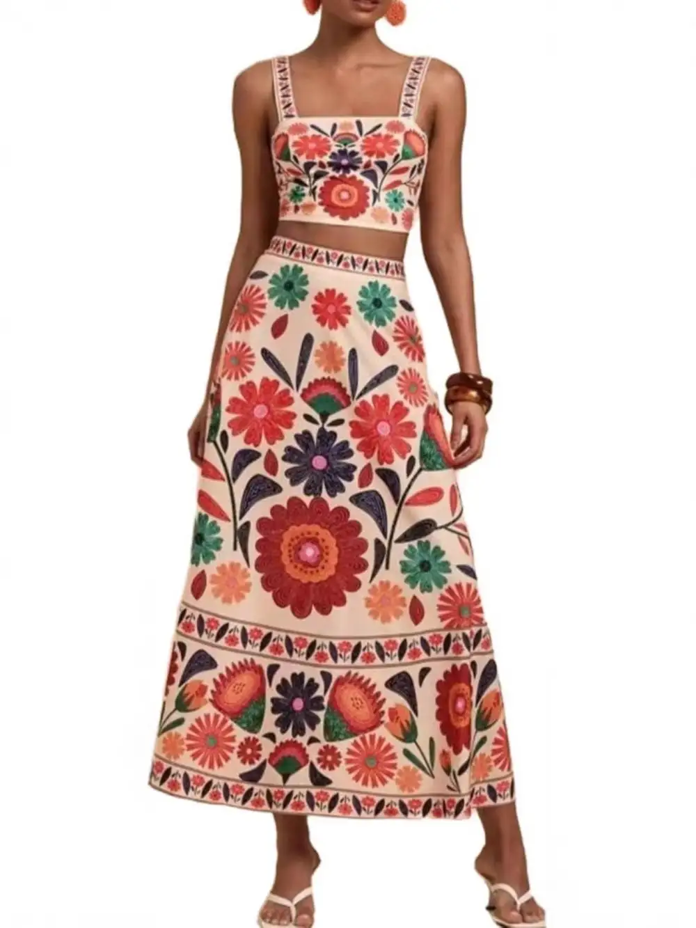 Smart Cropped Printed Silhouette Coordinated Set
