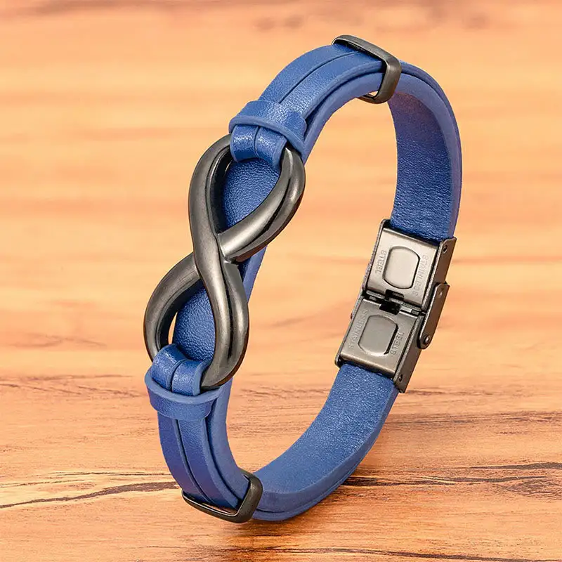 Infinitely Design Titanium Steel Leather Bracelet
