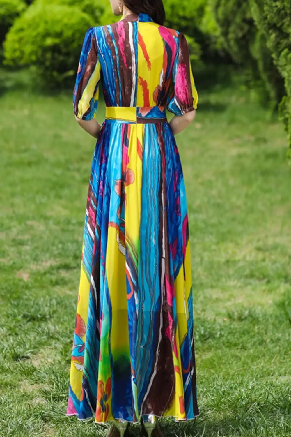 Printed Chiffon Maxi Dress