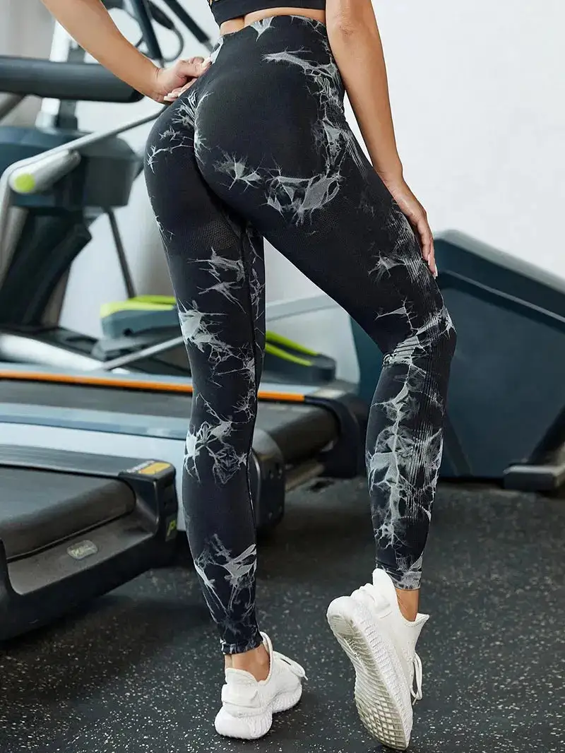 Seamless Fitness Gym Leggings Tie Dye Yoga Pants Tights High Waist