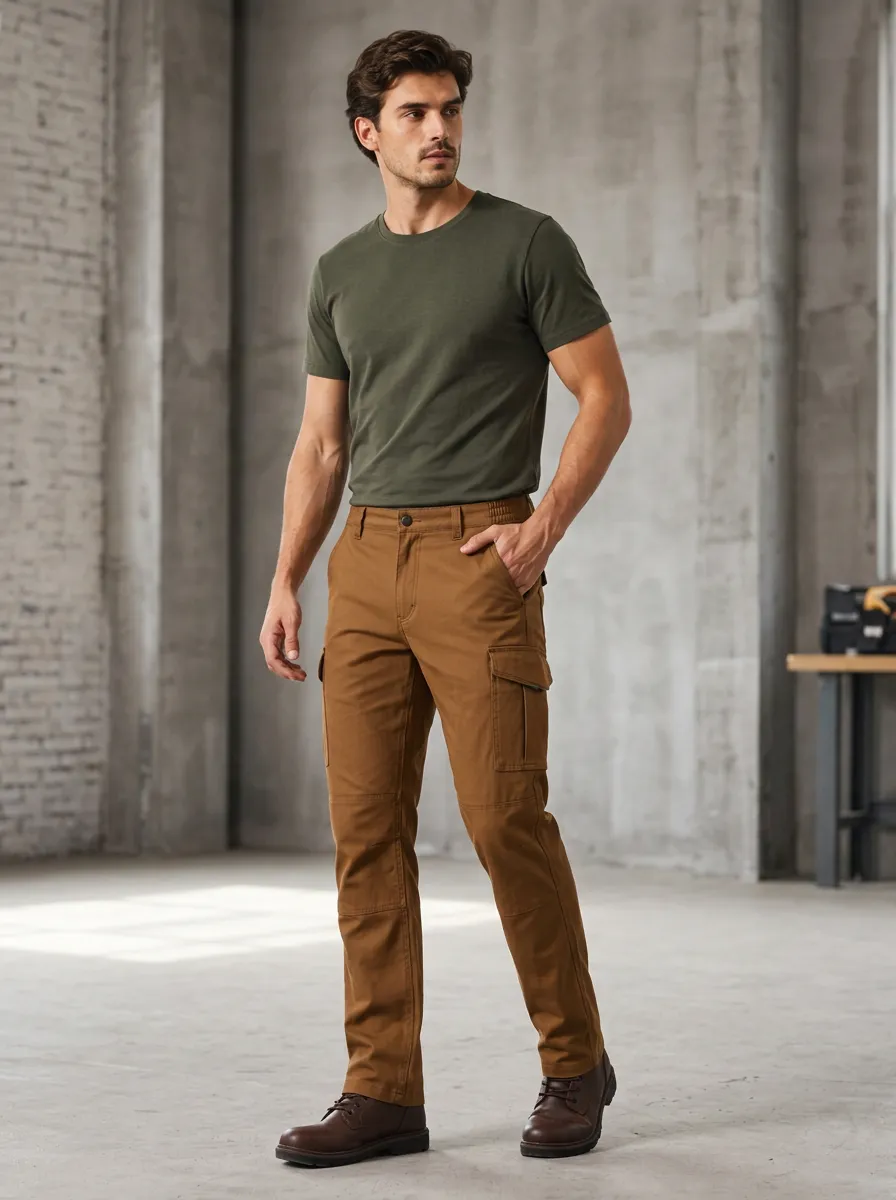 Men's Tactical Outdoor Brown Multi-Pocket Cargo Pants