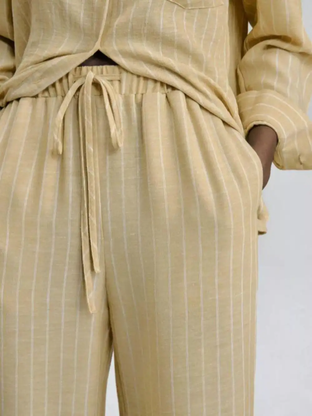 Relaxed Striped Button Up Shirt and Pants Set