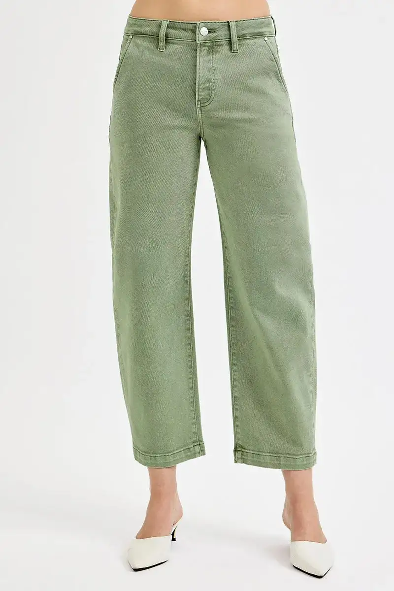 Denim High Rise Barrel Leg Pocketed Jeans