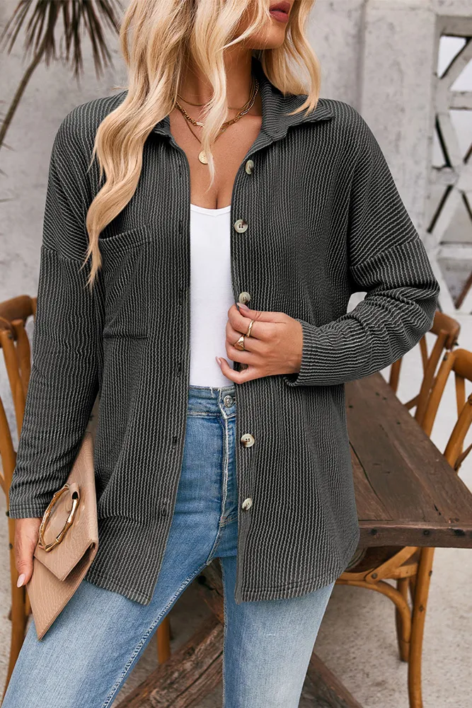 Wavy Textured Button Up Shirt