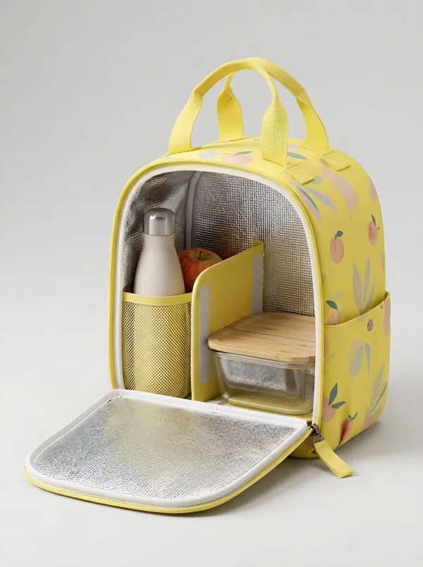Peach Fruit Lover Botanical Printed Insulated Lunch Bag