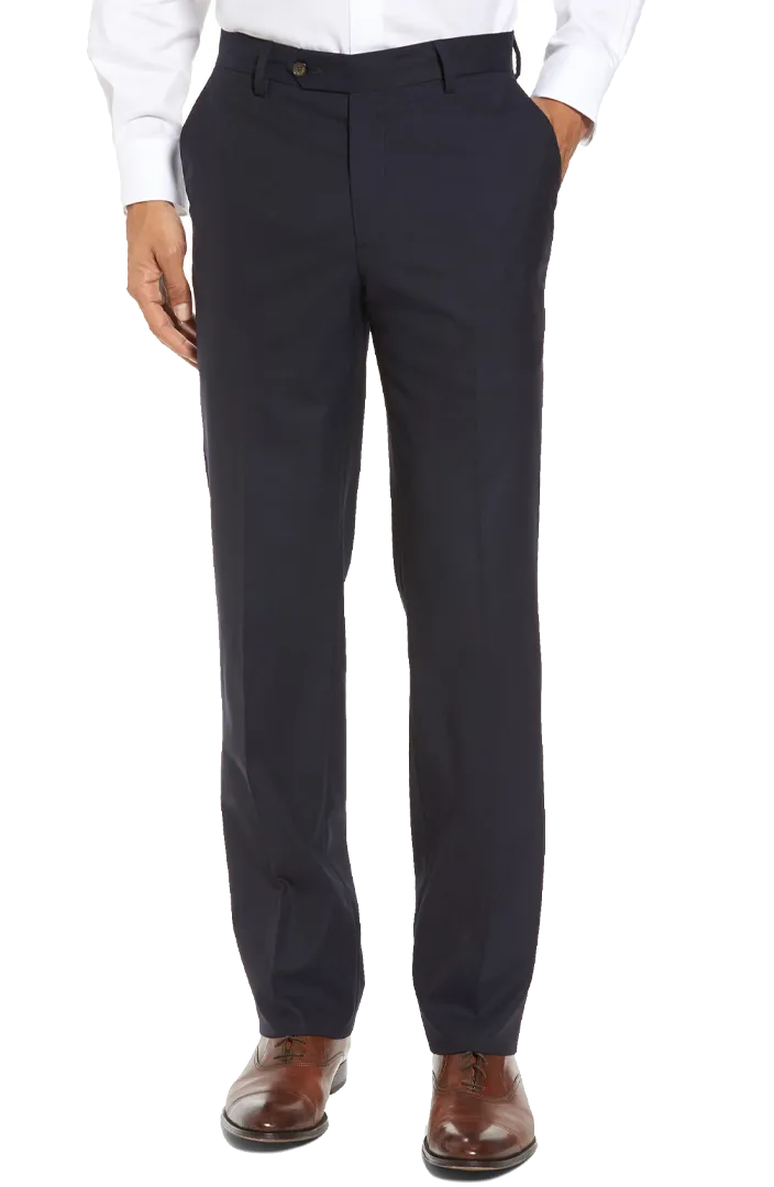 Stretch Flat Front Regular Rise Slim Fit Trousers