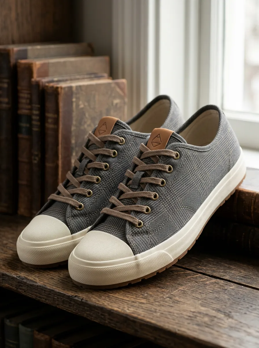 Men's Urban Vintage Plaid Pattern Patterned Canvas Shoes