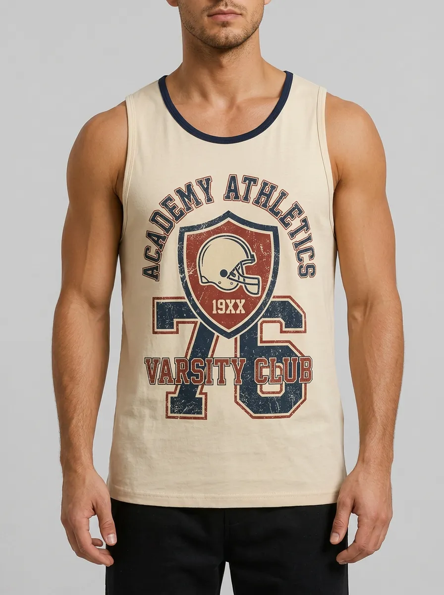 Men's Varsity Football Academy Athletics 76 Printed Tank Top