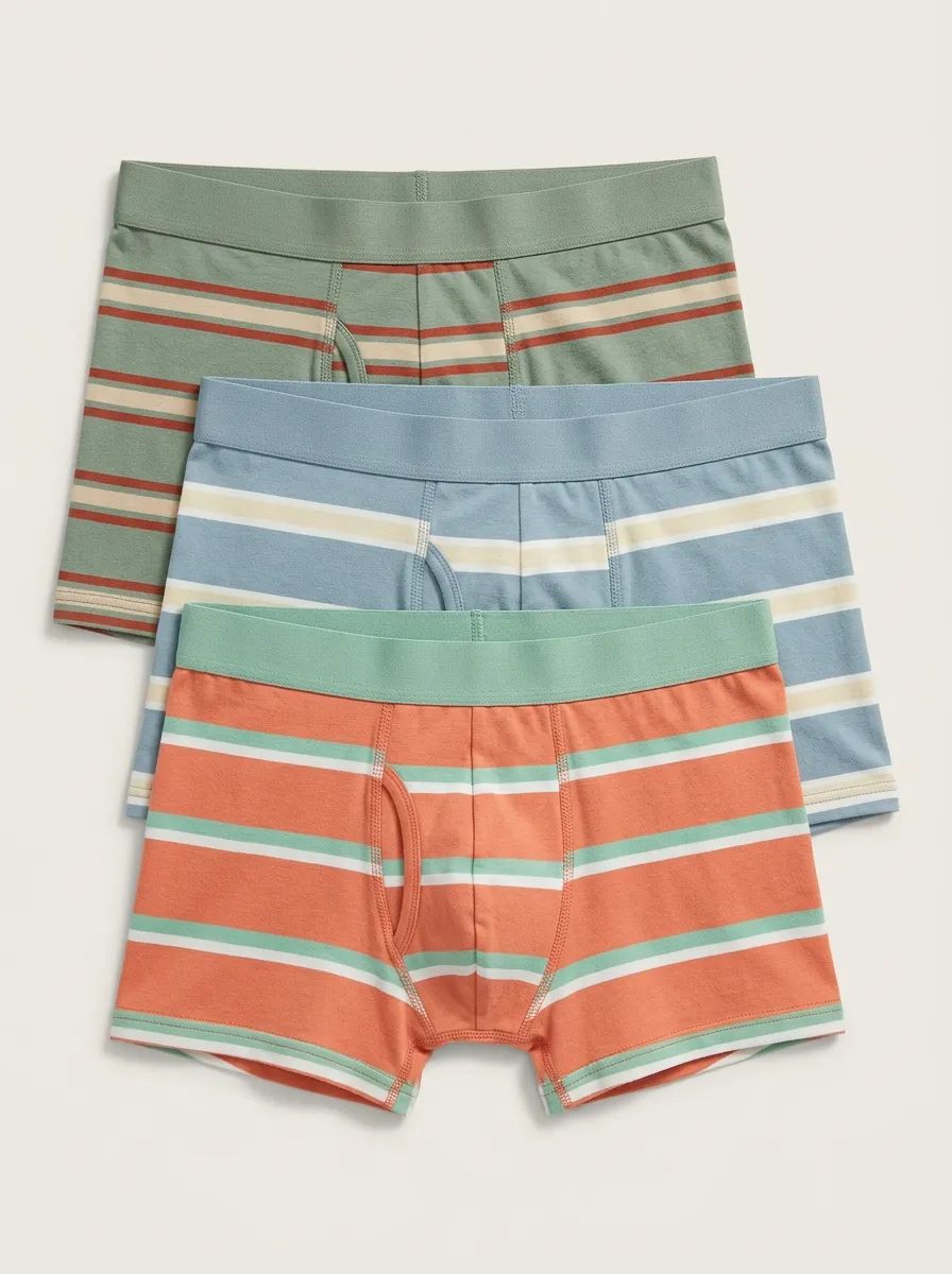 Men's Vintage Multi-Color Striped Knit Boxer Briefs 3-Pack