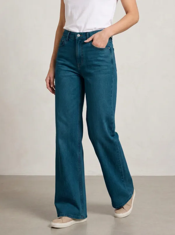Refined Wide-Leg Washed Denim Jeans