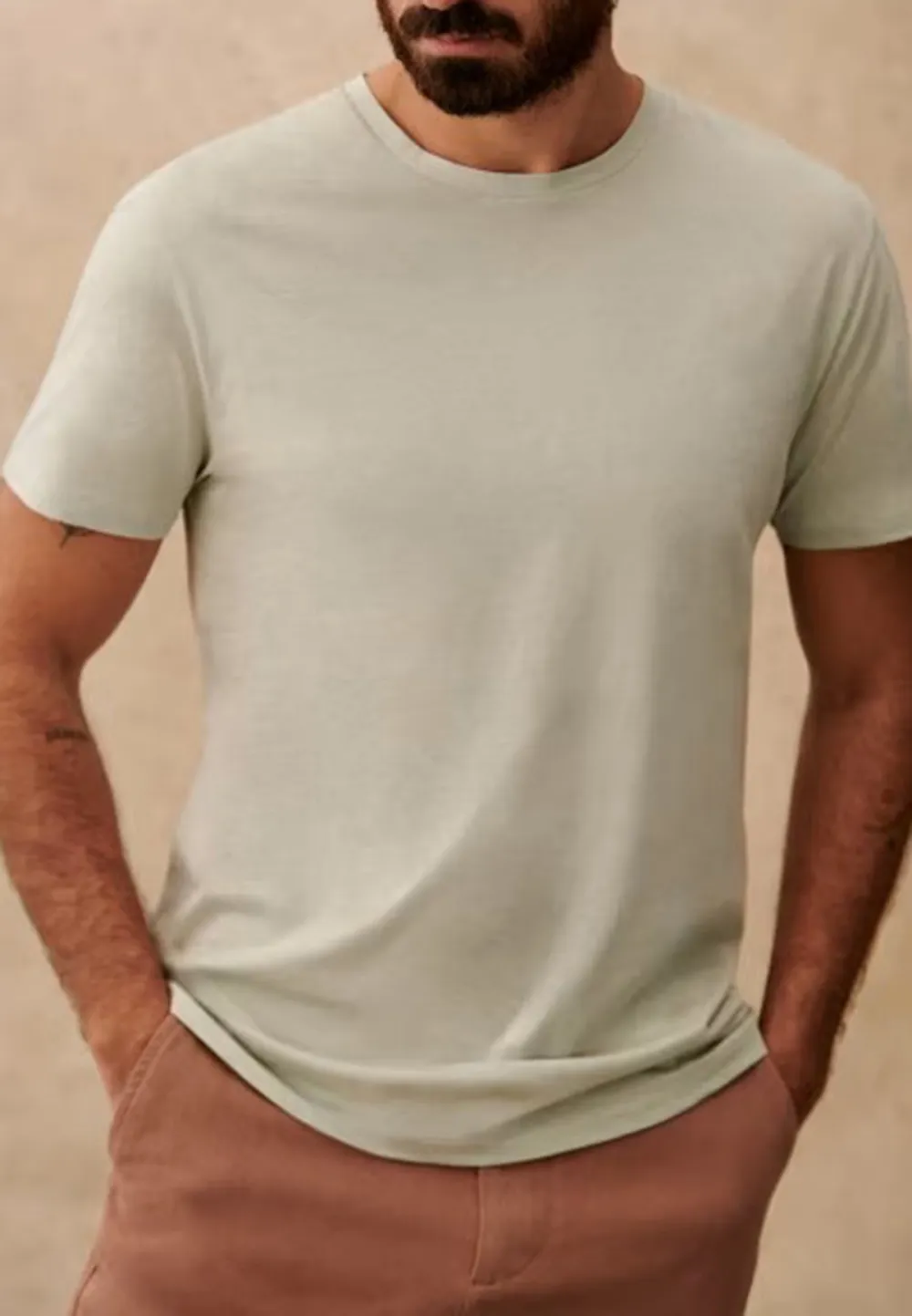 Light Green Classic Crew Neck Cotton T-Shirt
