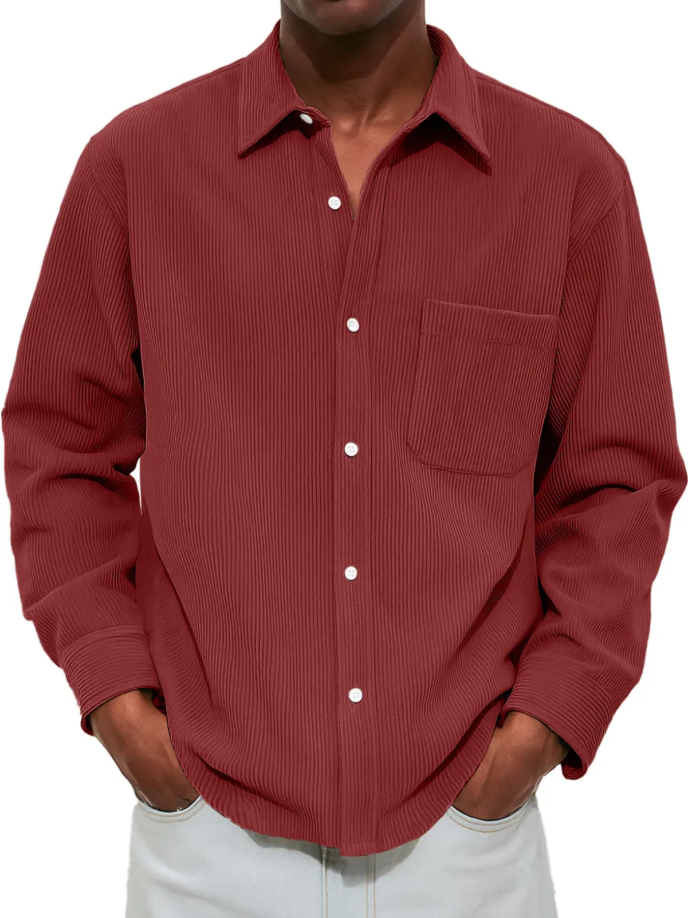 Comfort Fit Ribbed Knit Pocket Shirt