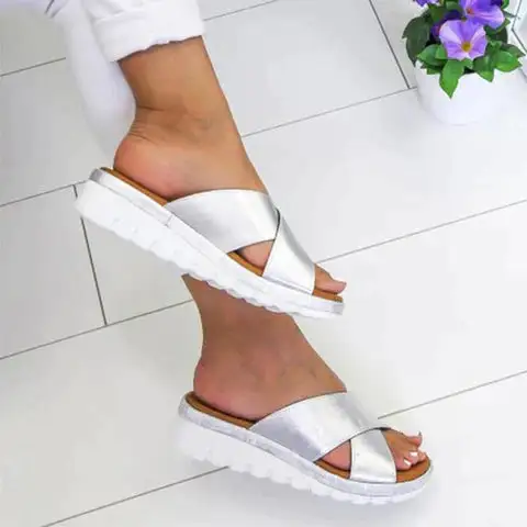  Cross Strap Slip On Sandals Apparel