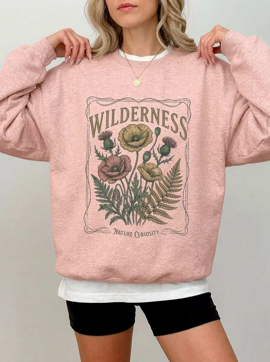 Women's Nature Wilderness Poppy Flower Graphic Sweatshirt