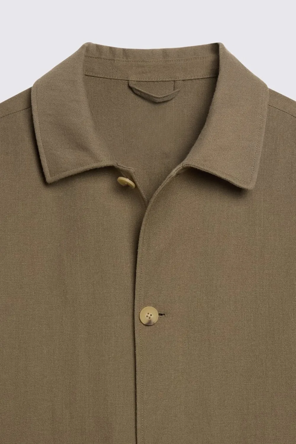 Wool And Linen Blended Men's Shirt Jacket  Khaki