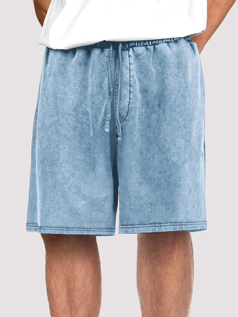 Garment Washed Drawstring Shorts