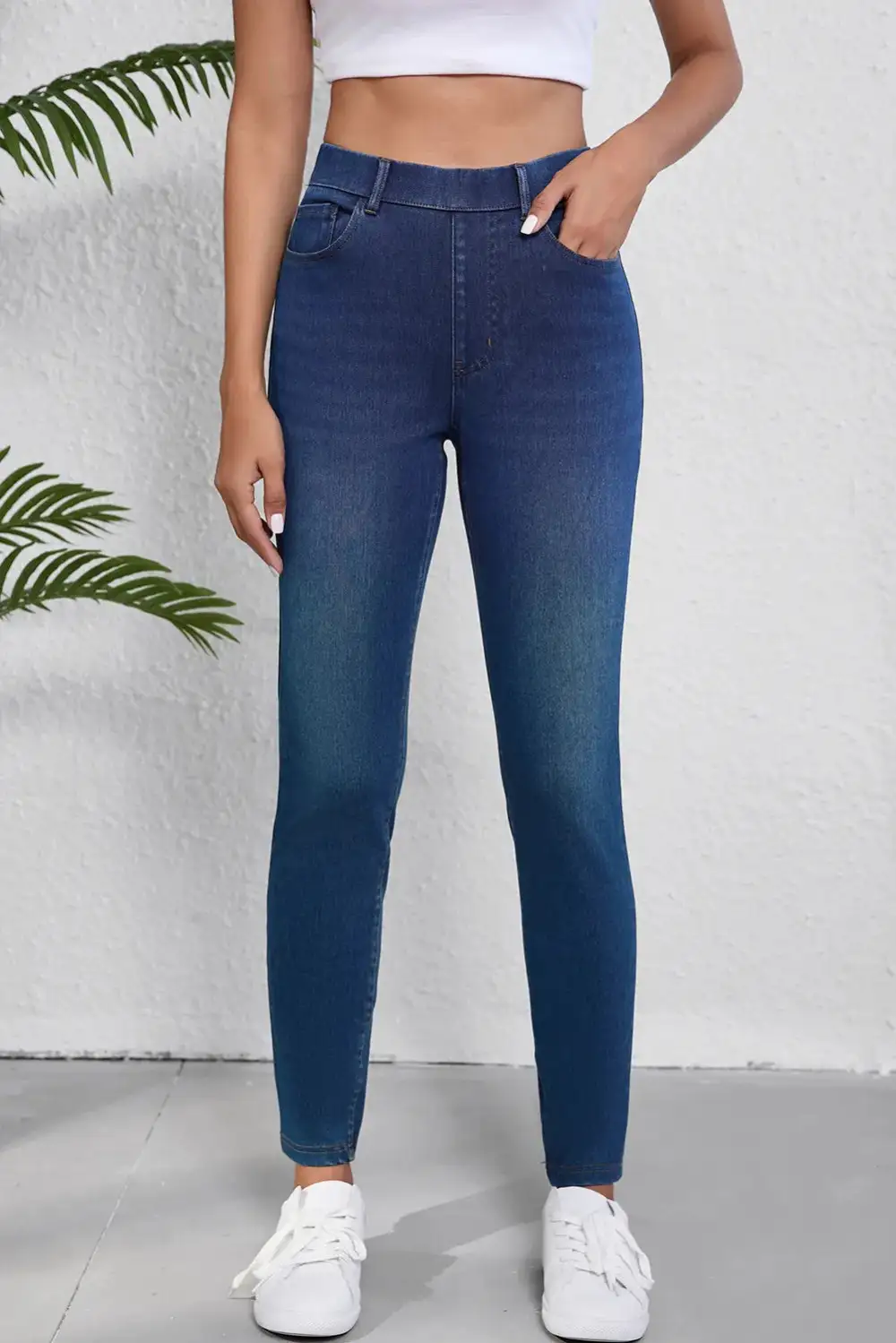 High Waist Skinny Pocketed Denim Jeans