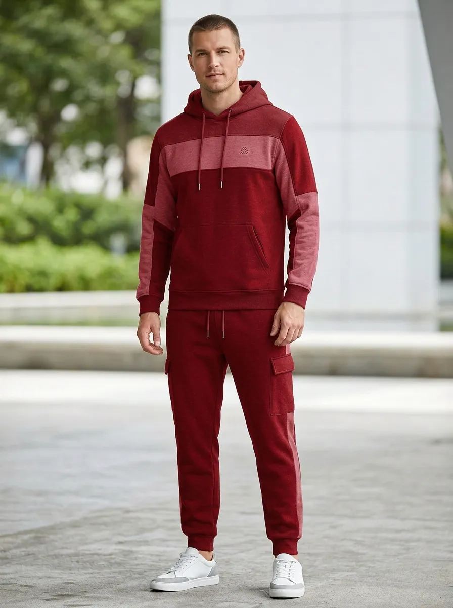 Men's Classic Colorblock Sport Inspired Hoodie and Jogger Set