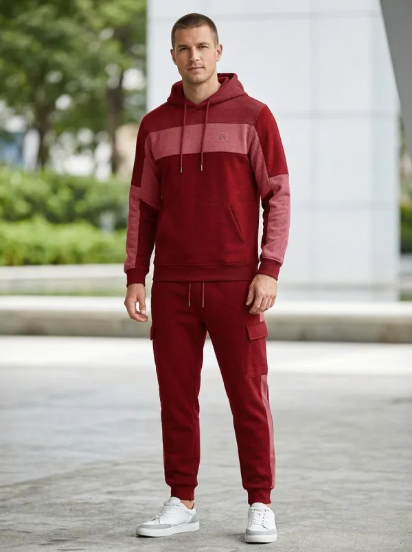 Men's Classic Colorblock Sport Inspired Hoodie and Jogger Set