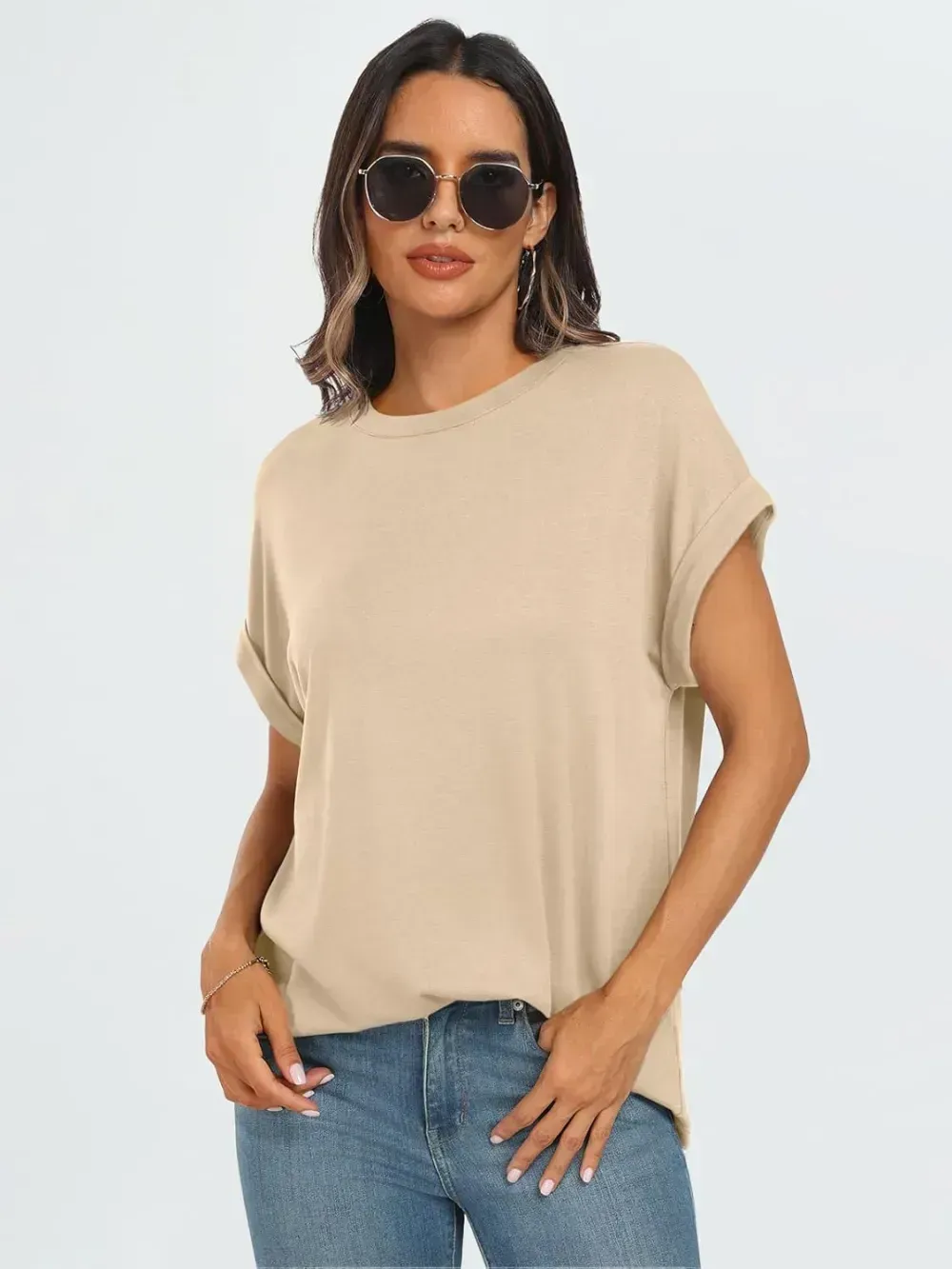 AUTOMET Women Tops Casual Basic T Shirts Loose Fit Crewneck Short Sleeve Summer Outfits