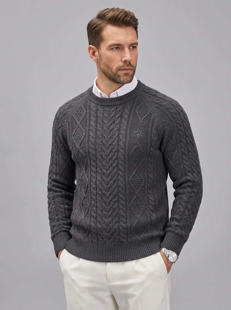 Men's Charcoal Grey Forest Knit Sweater