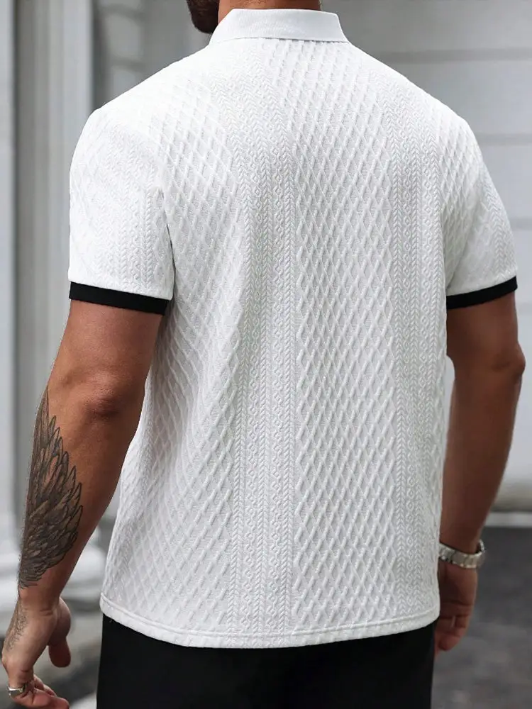 Contrast Trim Cool-Touch Cotton Knit Short Sleeve Shirt