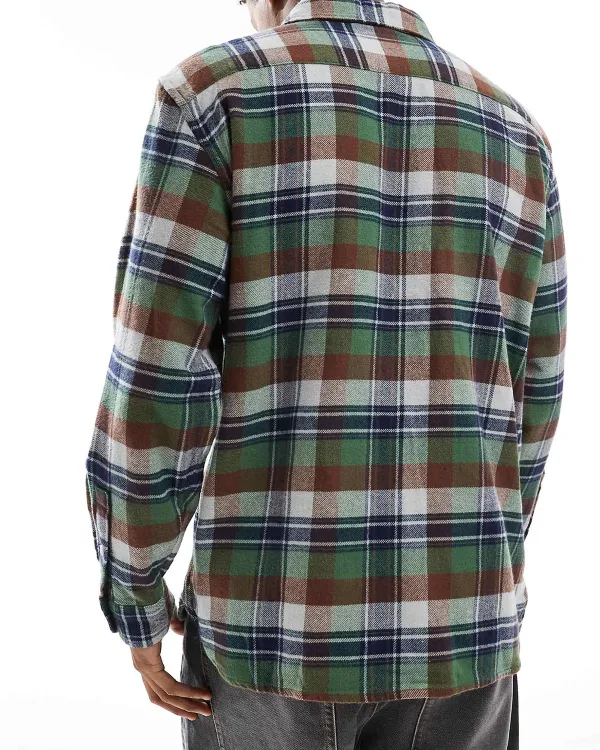 Check Flannel Worker Shirt In Brown