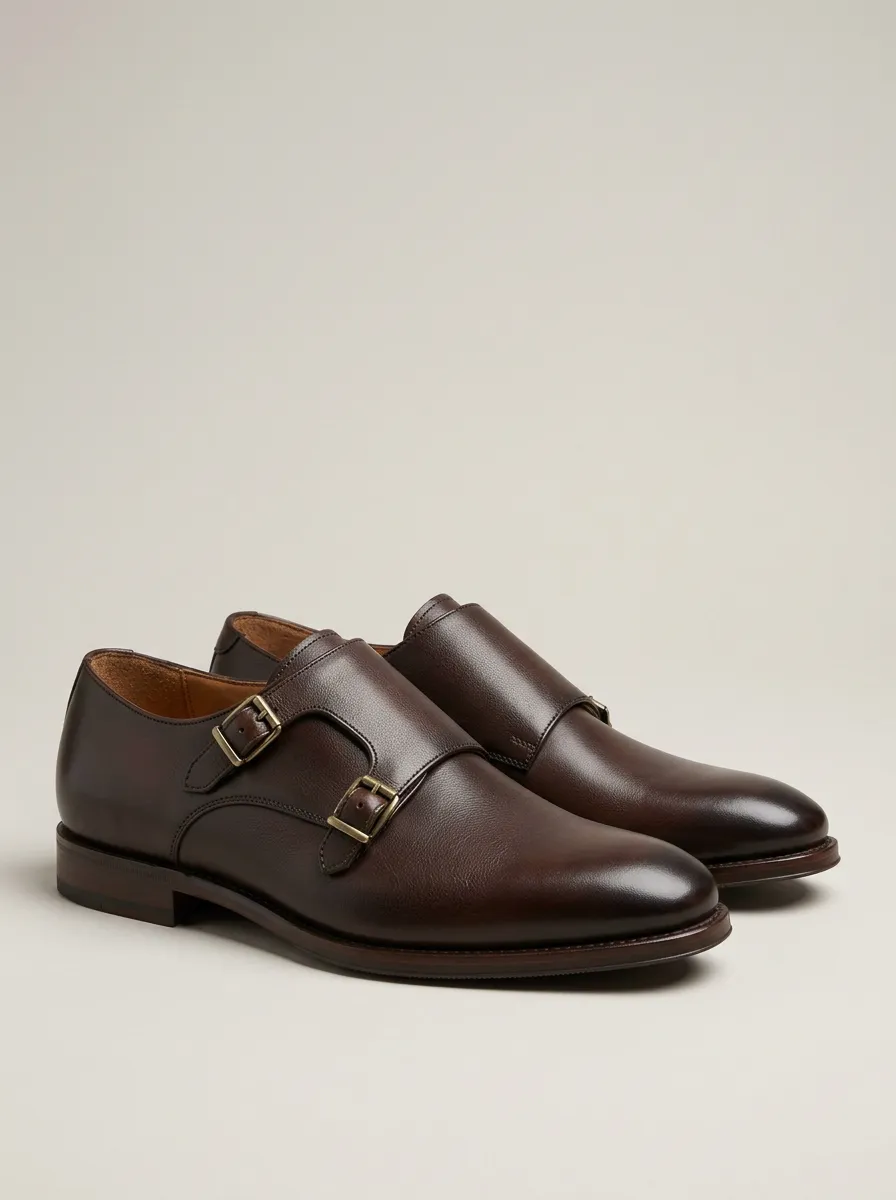 Men's Classic Business Leather Double Monk Strap Shoes