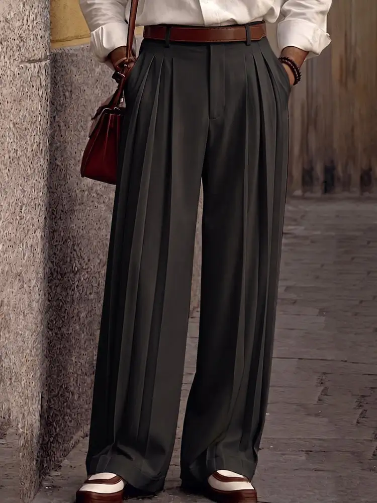 Smart Casual Multi-Pleated Suit Pants