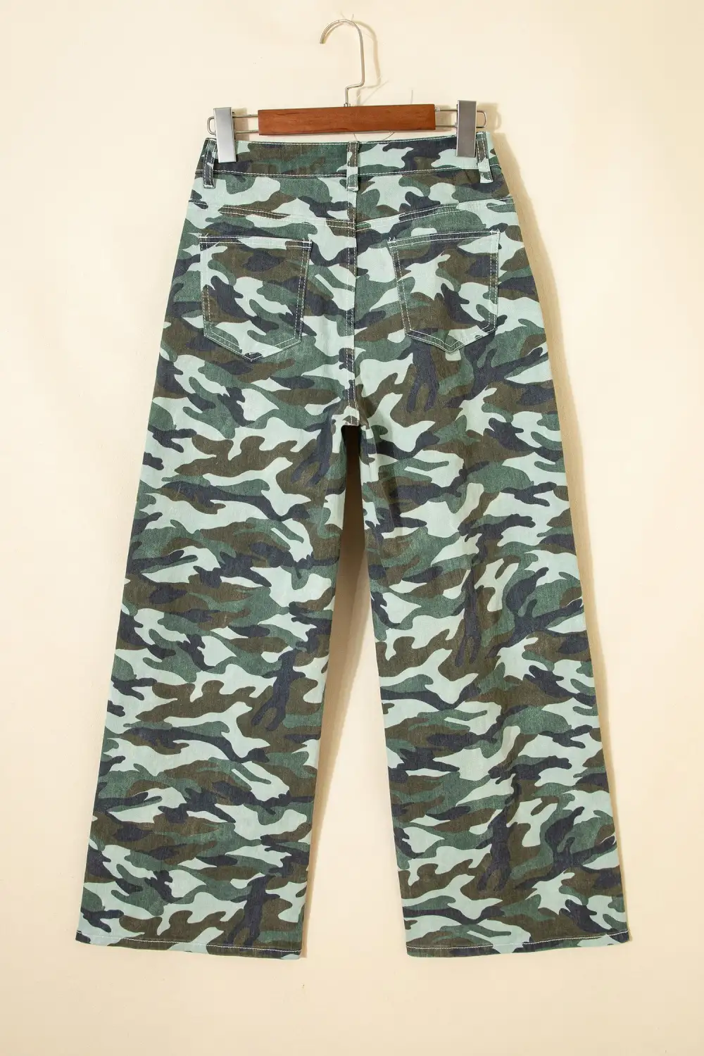 Women's Camouflage Print Wide Leg Drawstring Denim Pants