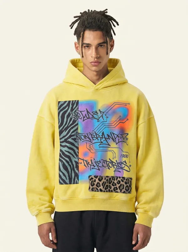 Unisex Streetwear Graffiti Leopard Zebra Hoodie