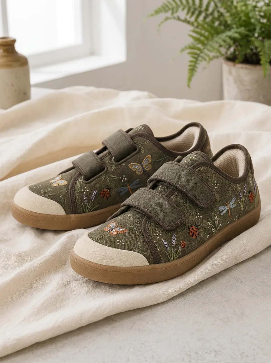 Women's Nature Lover Butterfly Ladybug Floral Printed Canvas Shoes