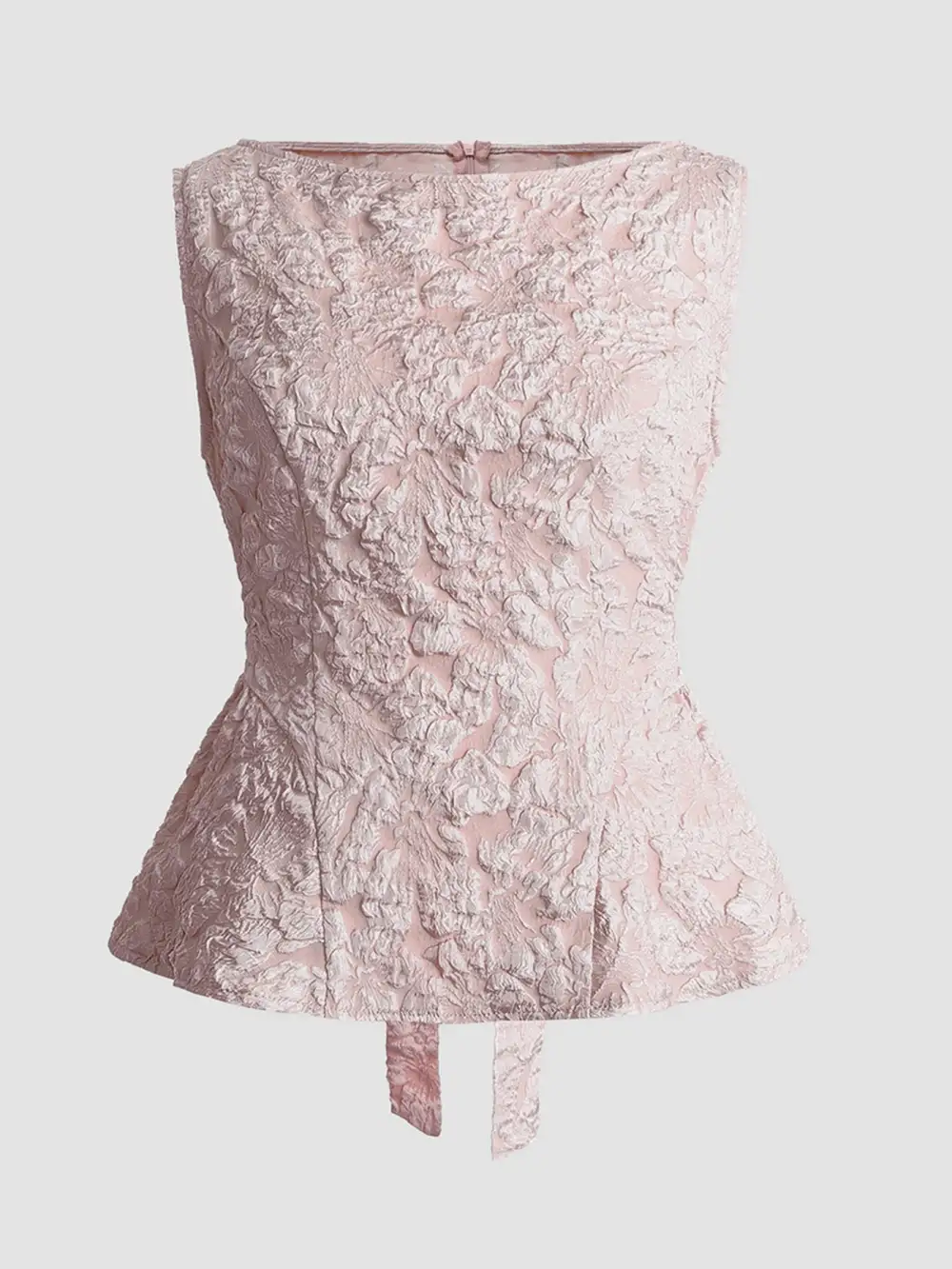 Floral Jacquard Peplum Tank