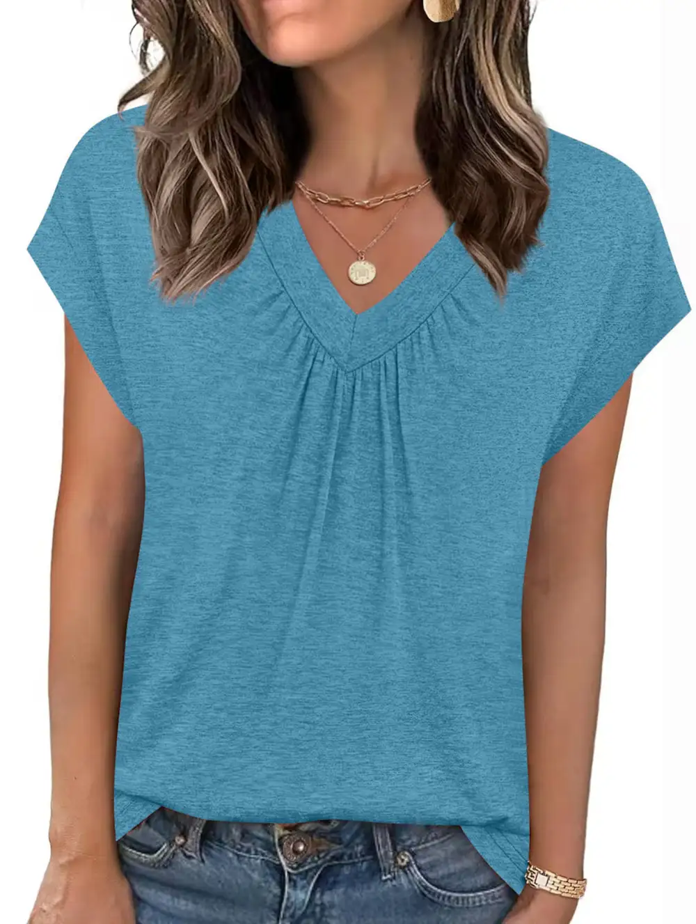 V-Neck Short Sleeve Top