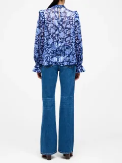 High Neck Creative Breathable Floral Print Turtleneck Top