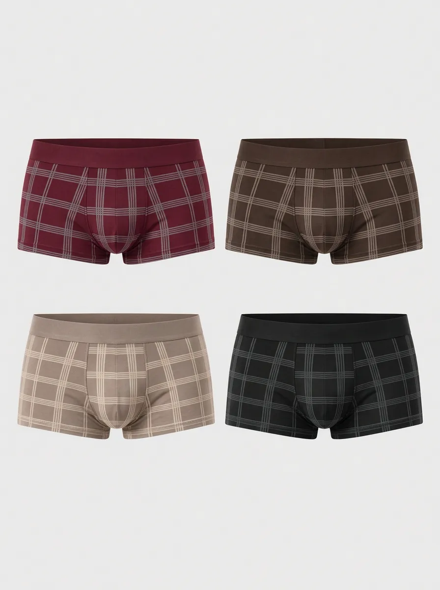Men's Ridge Plaid Pattern Multi-Pack Printed Boxer Briefs