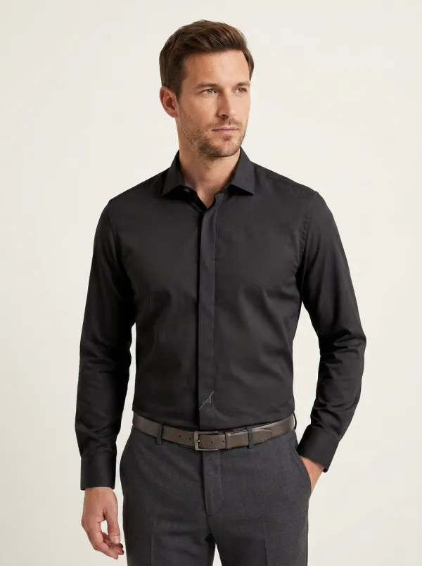 Men's Non-Iron Cotton Light Blue Formal Long Sleeve Shirt