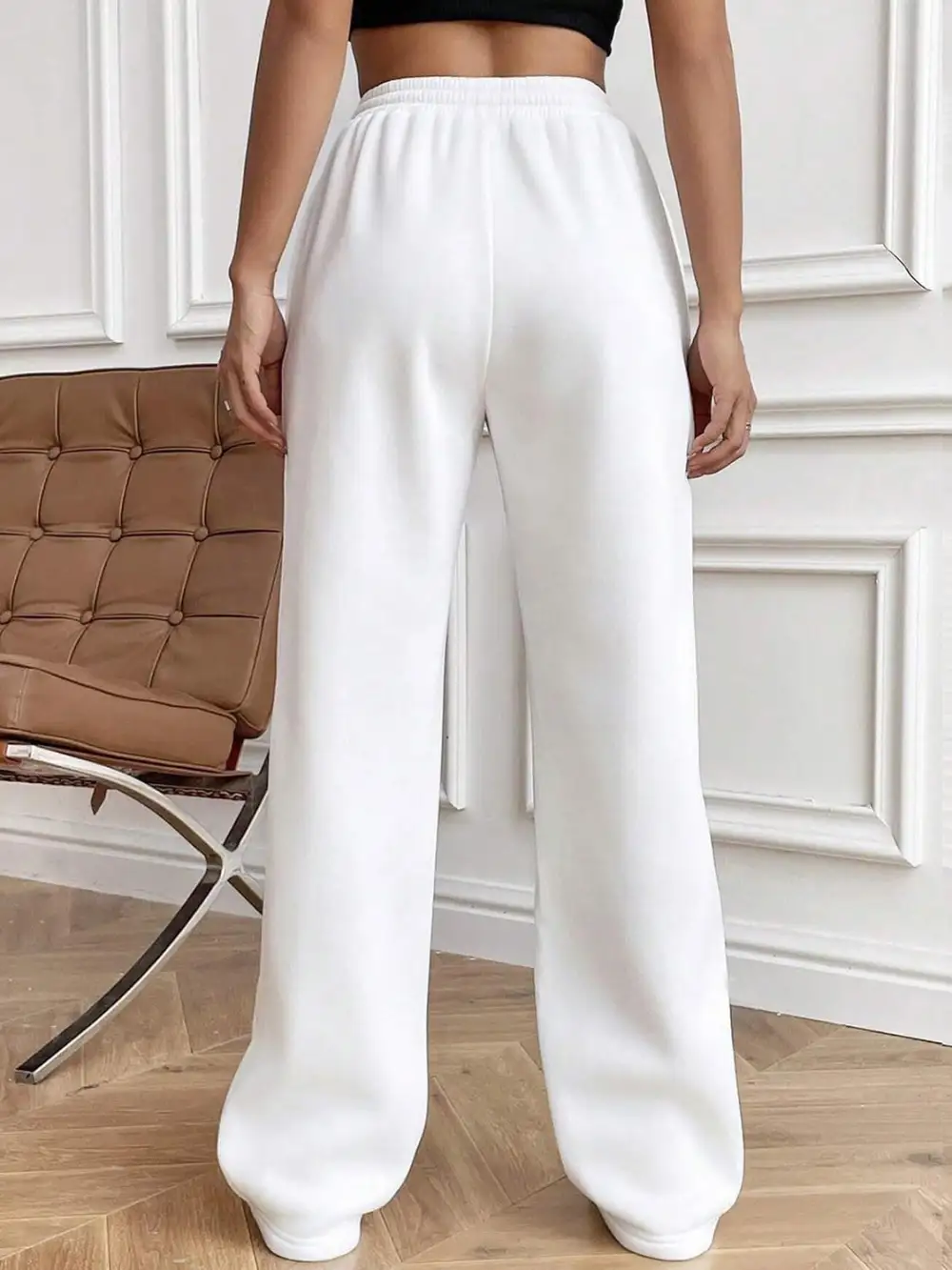 Drawstring Elastic Waist Pants With Pocket